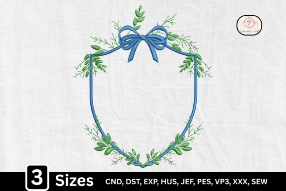 Floral Blue Monogram Bow Frame