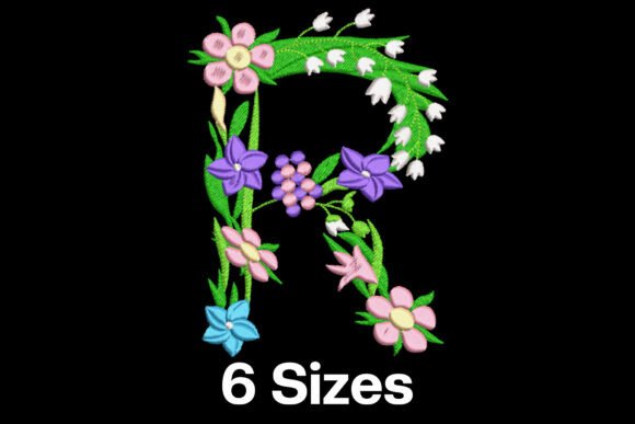 Flower Letter R Embroidery Design