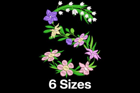Flower Letter S Embroidery Design