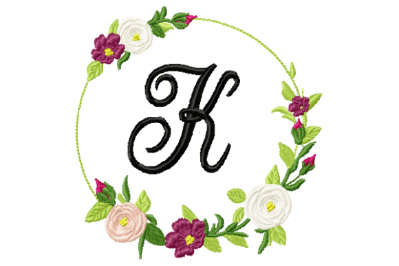 Frame Roses Monogram Letter K
