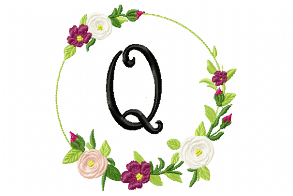 Frame Roses Monogram Letter Q