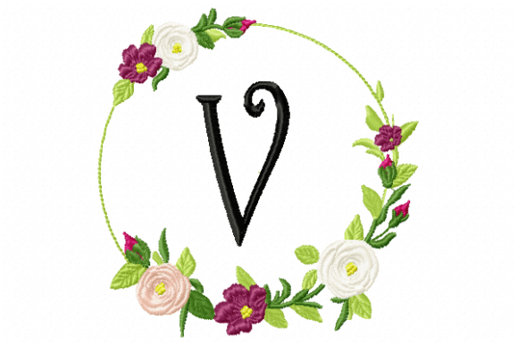 Frame Roses Monogram Letter V