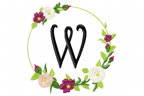 Frame Roses Monogram Letter W