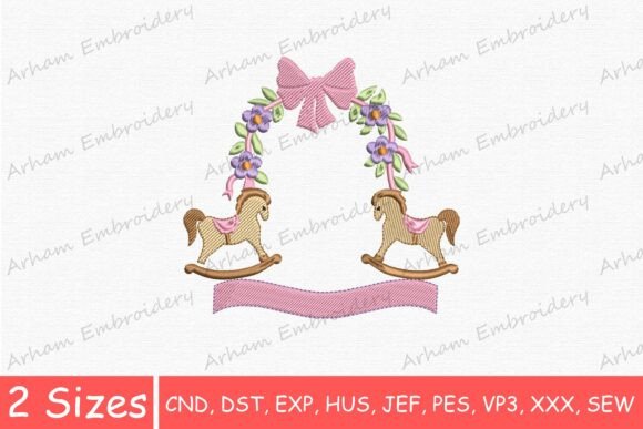 Rocking Horse Floral Wreath Bow Frame